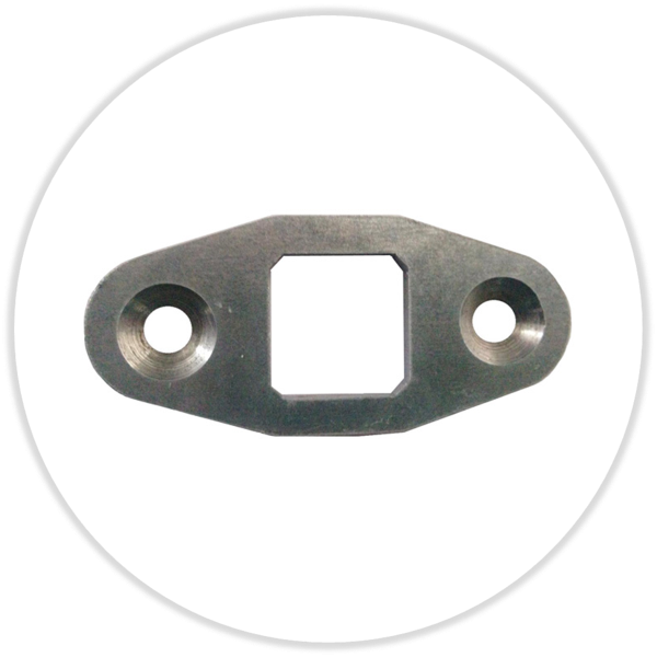 Serapid Aufnahmeplatte 3 mm, 67x30 mm mit Aussparung 19,10 x 19,40 mm und zwei seitlichen Löchern