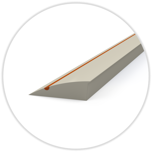 Cushion-Crease ca. 55° Shore A, für perfekte Rillergebnisse 9,0 x 21 mm, weiss/orange