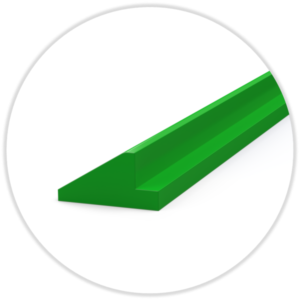 Rubber profile C3 with 3 mm shoulder, 14,5 mm width  7,0 mm height, 70 meter black / green