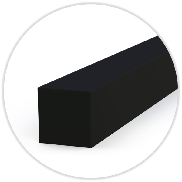 Streifen Gasgummi A&Mneo einseitig mit  Haut, schwarz, 11,0 x 11,0 x 500 mm