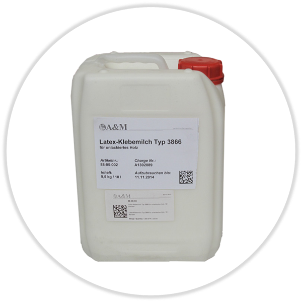 Latex-Klebemilch Typ 3866 für unlackiertes Holz, 10 l Kanister