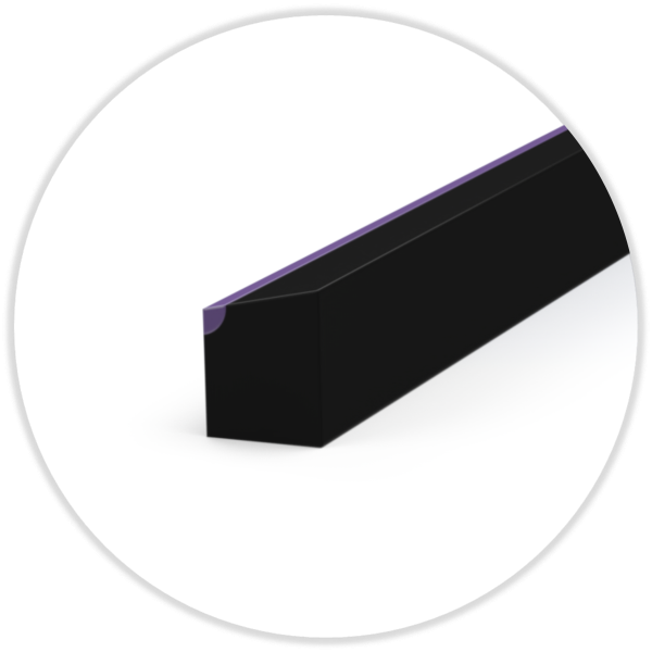 D5-Profil 8,5/7,5x5,5 ca 70° Shore A, black/purple