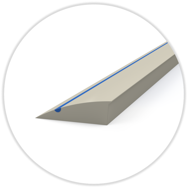 Cushion-Crease ca. 55° Shore A, für perfekte Rillergebnisse 8,0 x 22 mm, weiss/blau
