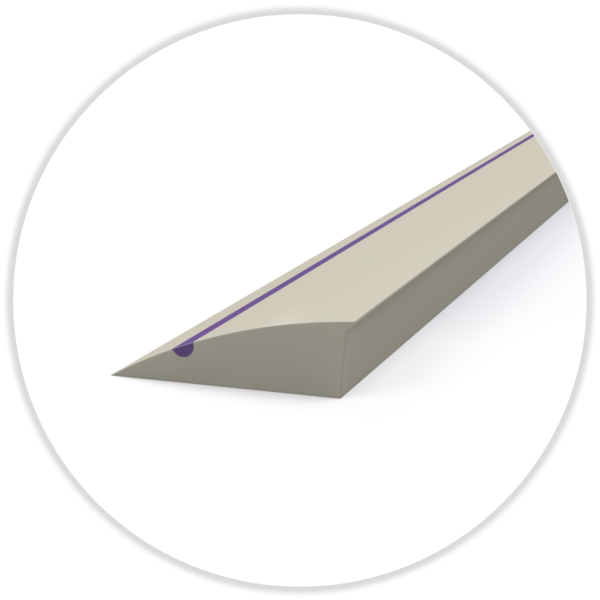 Cushion-Crease 55° Shore A, für perfekte Rillergebnisse 8,5 x 21 mm, weiss/lila