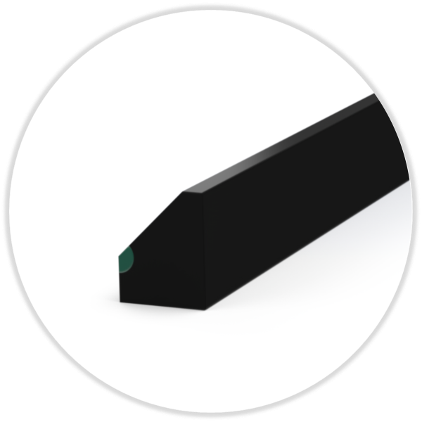 D5T-Profil 7,0/2,8x5,5 ca 70° Shore A, black/green