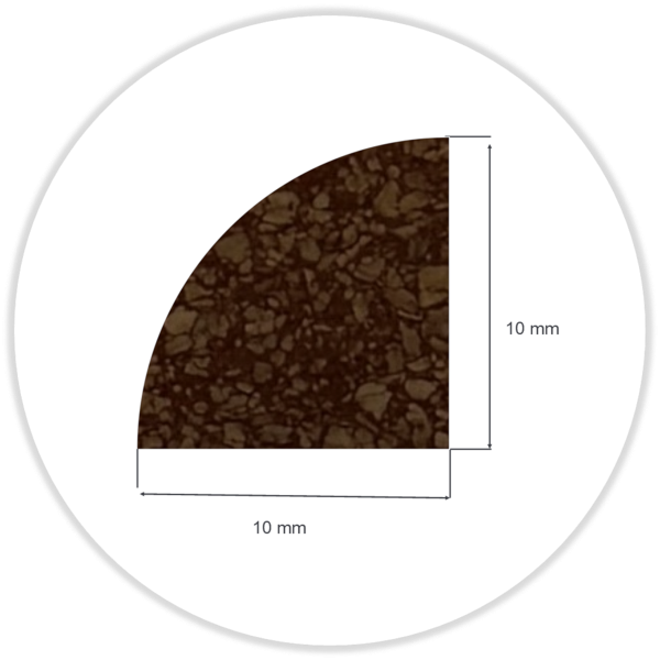 Rubberkork-Profil ca. 65° Shore A; without stand off 10,0 x 10,0 x 1000 mm brown