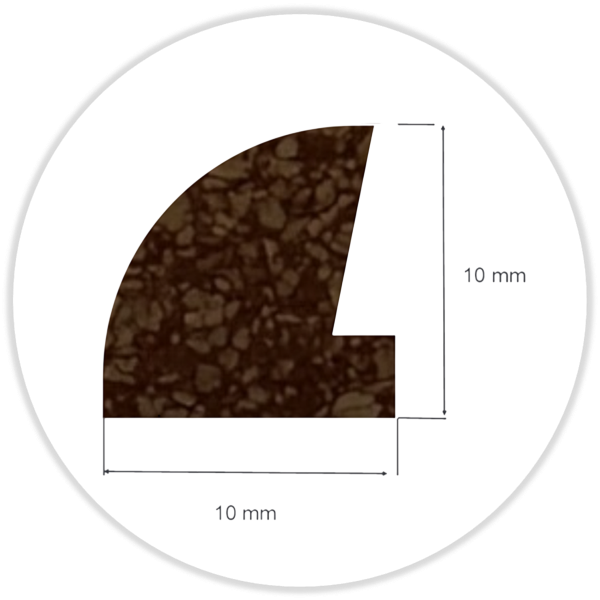 Rubberkork-Profil ca. 65° Shore A; with stand off 10,0 x 10,0 x 1000 mm brown