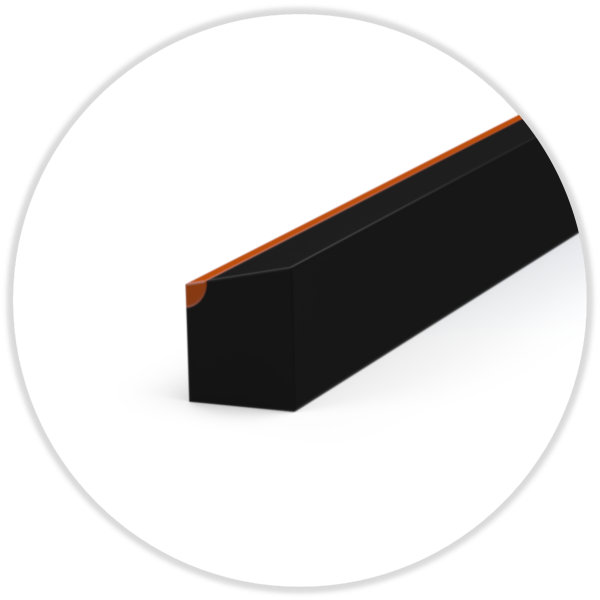 D5-Profil 9,0/8,0x5,0 ca 70° Shore A, black/orange