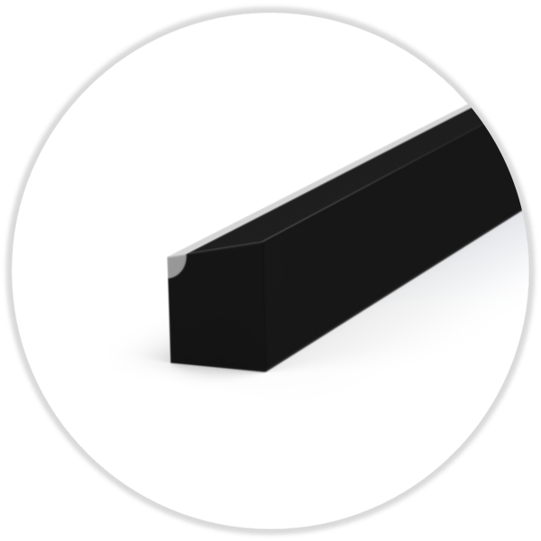 D5-Profil 9,5/8,5x5,2 ca 70° Shore A, black/white