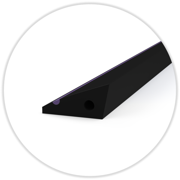 Rubber profile D4 ca. 70 Shore, black, 20 mm width, 10 mm height