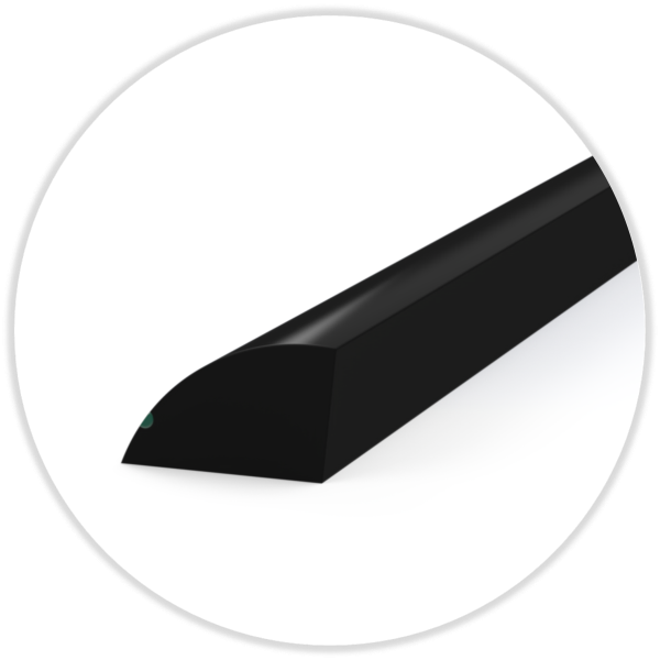 Rubber profile B/2 appr. 70° Shore 11,5 mm width  7,0 mm height, packed by 80 meter