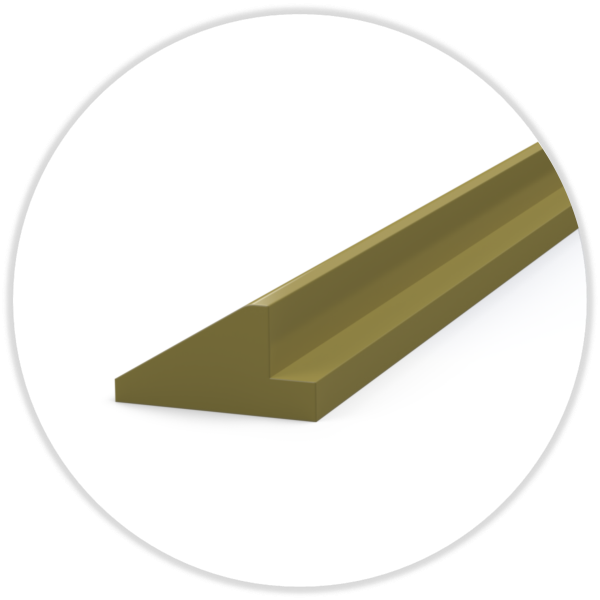 Rubber profile C3 with 3 mm shoulder, 14,5 mm width  7,5 mm height, 60 meter gold