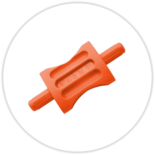 Abstandhalter Zapfendurchmesser 6,8 mm aus Kunststoff 30 mm orange ovale Ausführung, beste Stabilität durch extra grosse Auflagefläche Körperlänge 30 mm