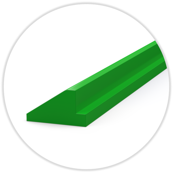 Rubber profile C/3 appr. 70° Shore 12,5 mm width  7,0 mm height, packed by 70 meter, green