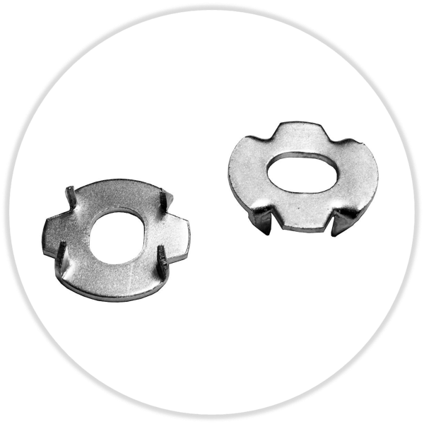 Einschlagscheibe für Befestigungslöcher mit Langloch Druchm. Aussen = 27 mm Innen 10x13 mm