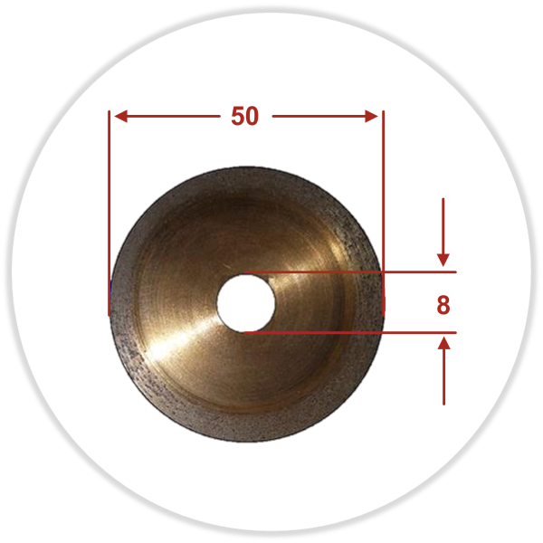 High performance diamant grinding disc diam. inside 8,0 mm, outside 50,0 mm high 0,3 mm