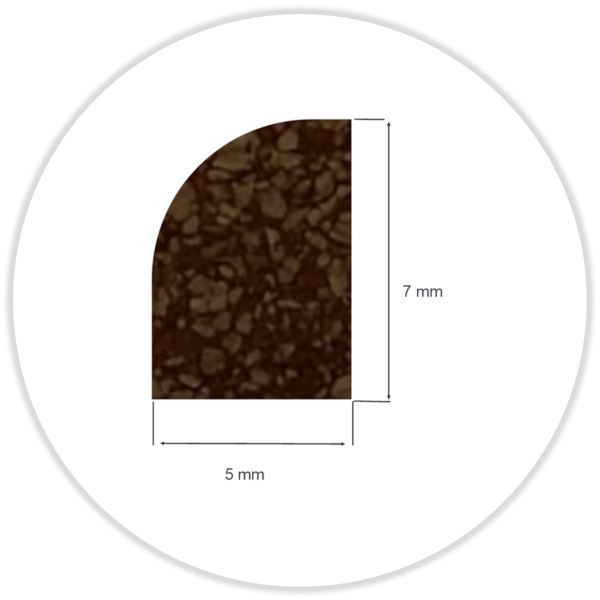 Rubberkork-Profil ca. 65° Shore A; without stand off 5,0 x 7,0 x 1000 mm brown