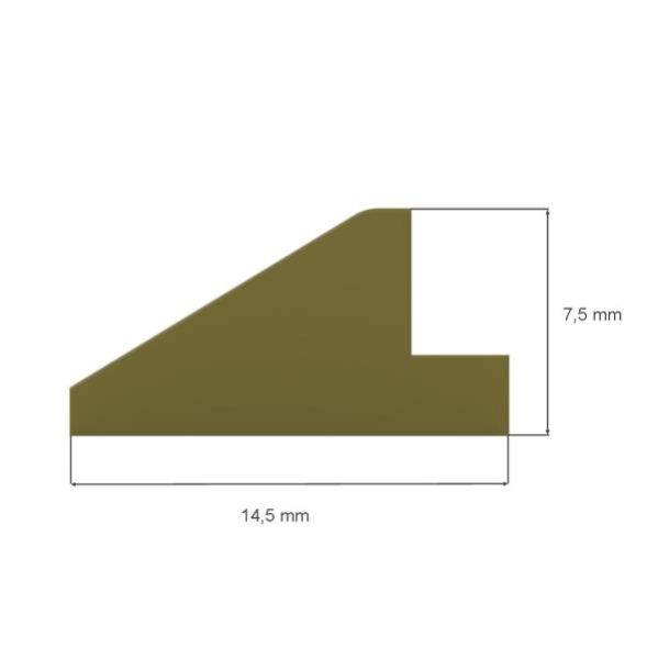 Rubber profile C3 with 3 mm shoulder, 14,5 mm width  7,5 mm height, 60 meter gold
